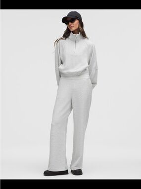 Lululemon Waffle scuba mid rise wide leg pant and 1/2 zip sweatshirt